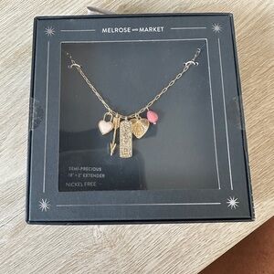 Melrose and Market Gold Necklace with Pink Charms